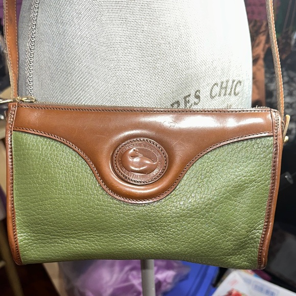 Dooney & Bourke Handbags - Dooney & Bourke Green and Tan Leather Crossbody Bag